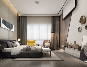 新力金沙湾别墅洋房家居设计现代风格案例主卧设计案例
