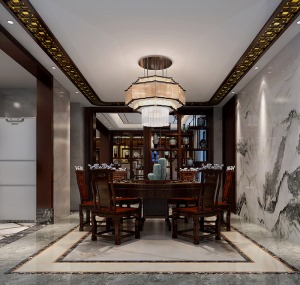 餐厅新古典风格设计世茂泰禾江南院子别墅案例装修