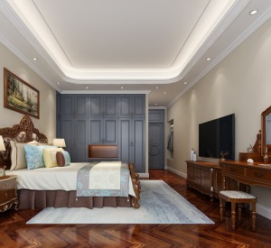 海珀九龙主卧起居室卧室设计布置案例美式风格