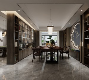 汉港凯旋城别墅中式新古典风格餐厅装修家装设计户型图