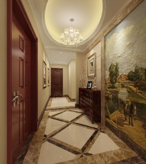南昌玺园180平米三居室欧式风格走廊-隔断，走廊，楼梯，壁纸