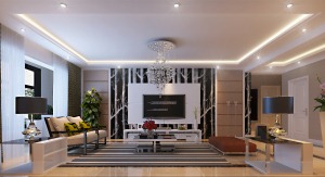 120平米三居室客厅现代风格装修效果图