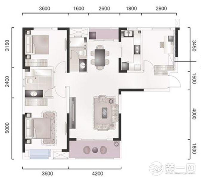 融科天域125㎡三居室户型图