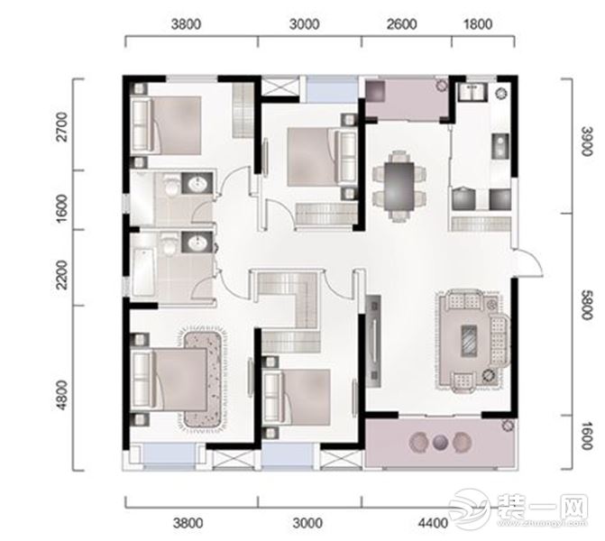 融科天域148㎡四居室户型图