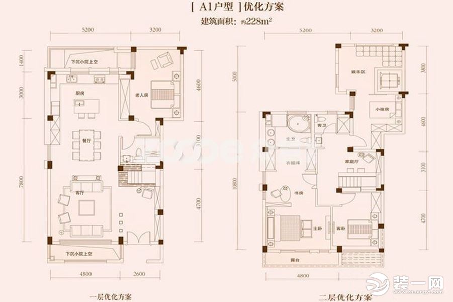 驿山高尔夫228㎡别墅户型图