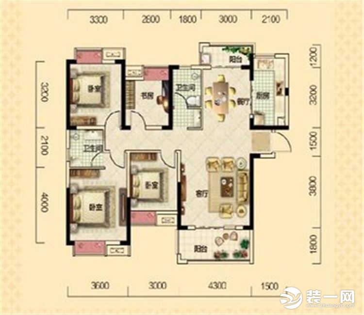 【眾意裝飾】中建文華星城+法式風(fēng)格+四居室  戶型圖