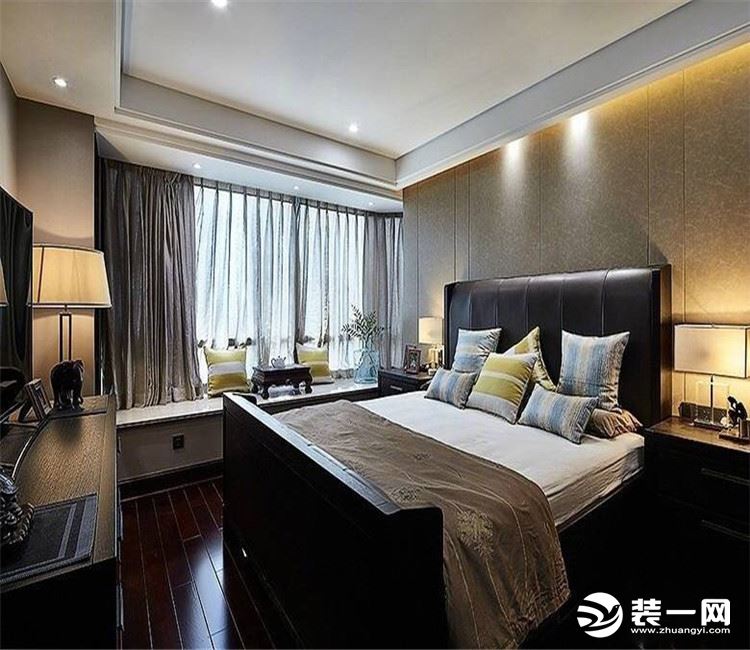【众意装饰】中建文华星城+新中式风格+四居室  卧室效果图