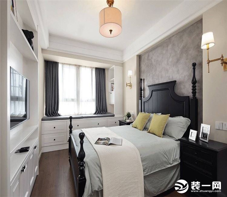 【众意装饰】中建文华星城123平+ 现代美式风格 +三居室 卧室效果图