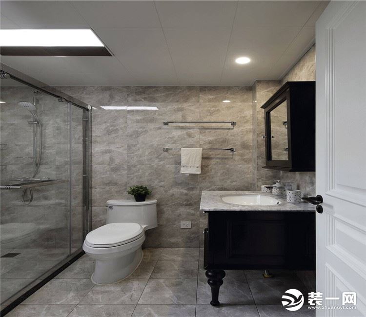 【众意装饰】中建文华星城123平+ 现代美式风格 +三居室 卫生间效果图