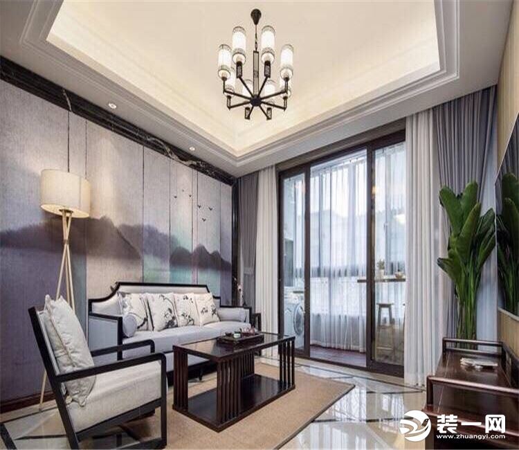 【众意装饰】绿地悦澜湾150平 + 新中式风格 + 四居室  客厅效果图