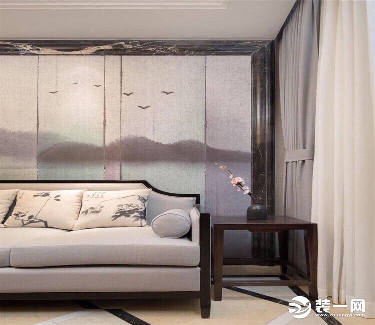【众意装饰】绿地悦澜湾150平 + 新中式风格 + 四居室  客厅效果图