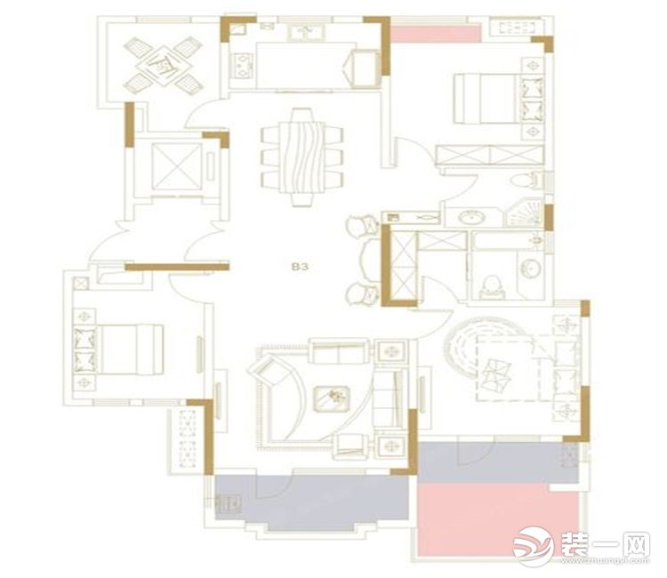 【众意装饰】绿地悦澜湾150平 + 新中式风格 + 四居室  户型图