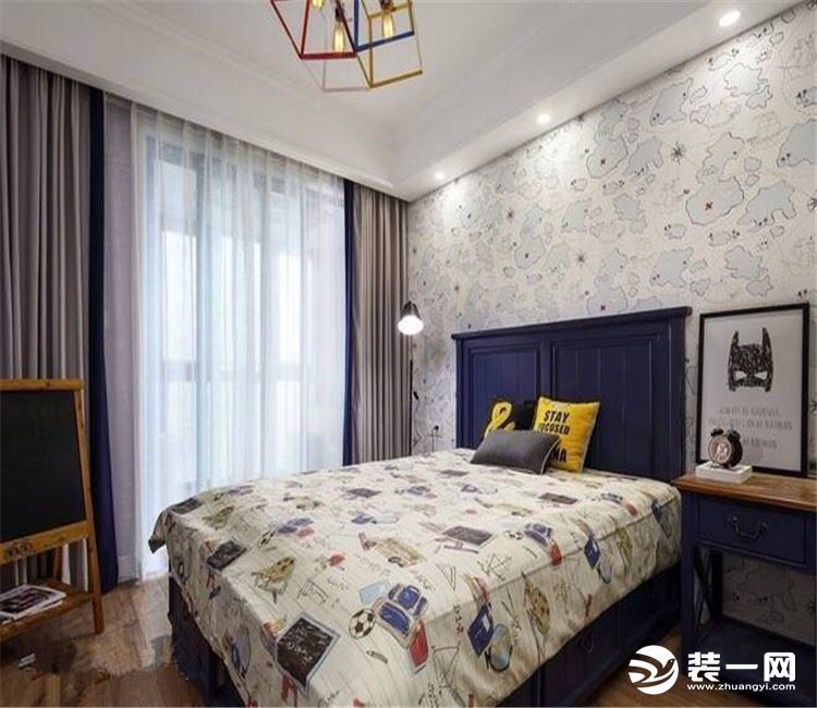 【众意装饰】江南新天地116平 +简约美式风格+ 三居室  卧室效果图