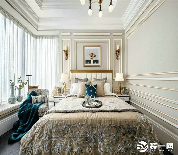 【众意装饰】北辰优+124平 +新古典风格+三居室  卧室效果图
