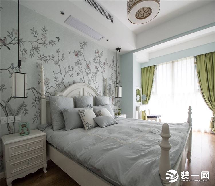 【众意装饰】国采光立方104平 +新中式风格 +三居室  卧室效果图