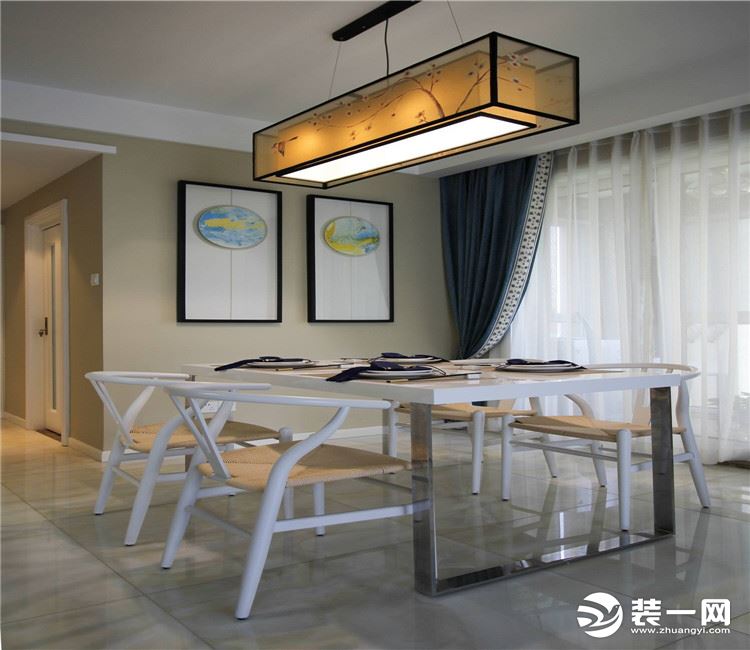 【众意装饰】国采光立方104平 +新中式风格 +三居室  餐厅效果图