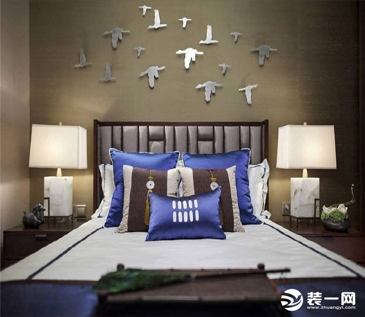 【众意装饰】万达御湖世家240平 +中式风格 +四居室  卧室效果图
