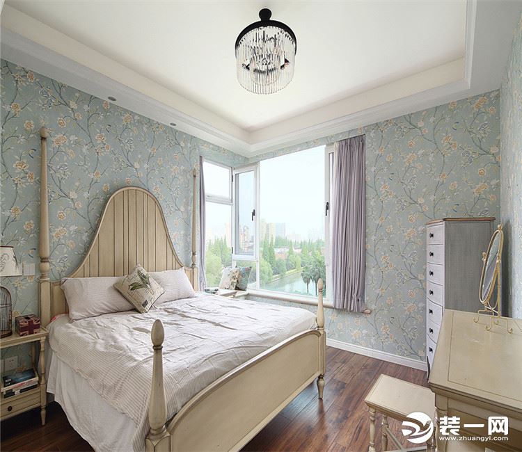 【众意装饰】水墨江郡133平+ 简约美式风格 + 三居室  卧室效果图