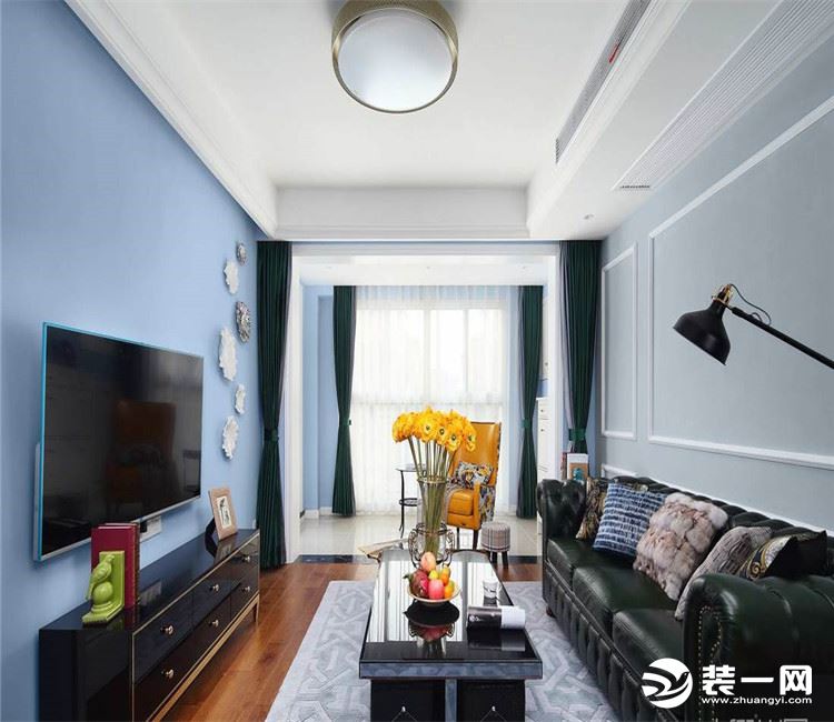 【众意装饰】清江山水128平 +现代简约风格+ 三居室 客厅效果图