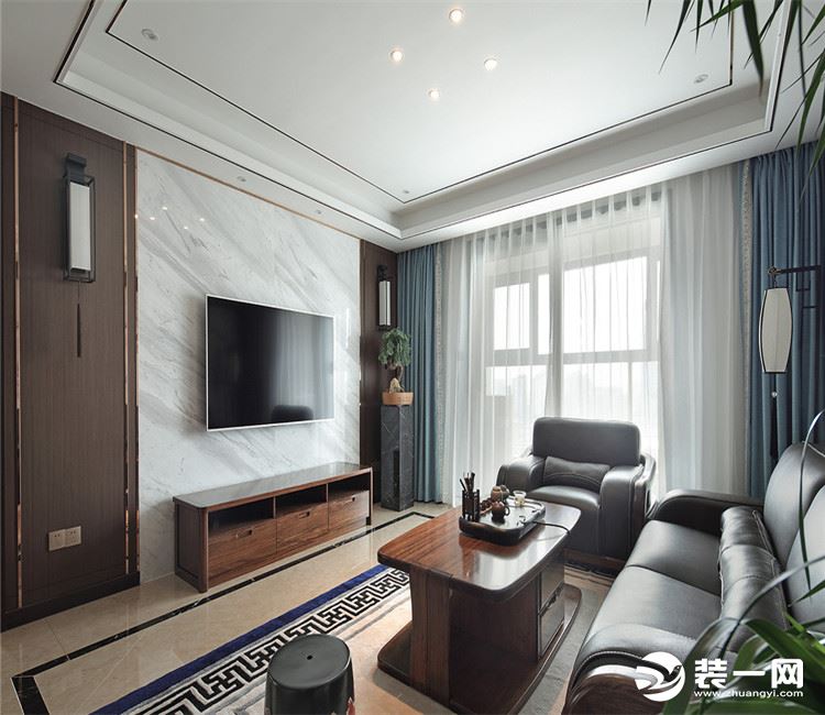 【众意装饰】中建文华星城125平 +现代风格 +三居室  客厅效果图