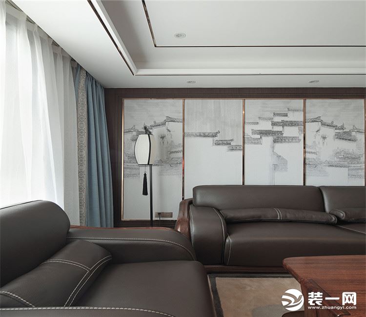 【众意装饰】中建文华星城125平 +现代风格 +三居室  客厅效果图