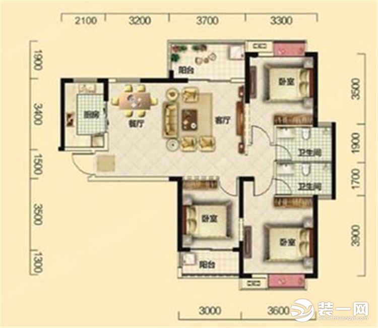 【眾意裝飾】中建文華星城125平 +現(xiàn)代風(fēng)格 +三居室  戶型圖