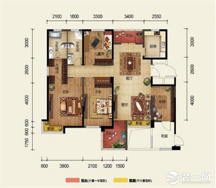 【众意装饰】奥山世纪城175平+ 美式风格+四居室  户型图