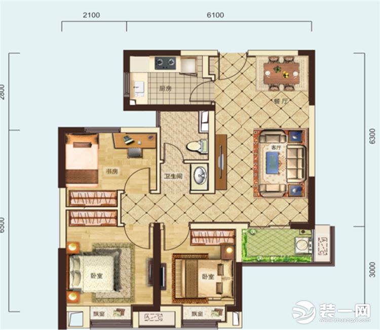 【眾意裝飾】東原晴天見89平+ 簡約美式風(fēng)格 +三居室  戶型圖