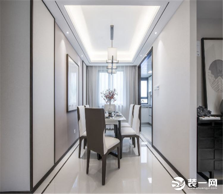 【众意装饰】广信万汇城127平 +新中式风格 +四居室 餐厅效果图