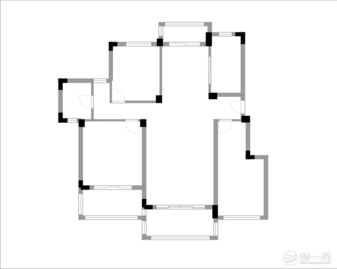 【众意装饰】+百步亭江南郡123+新中式+三居室+户型图