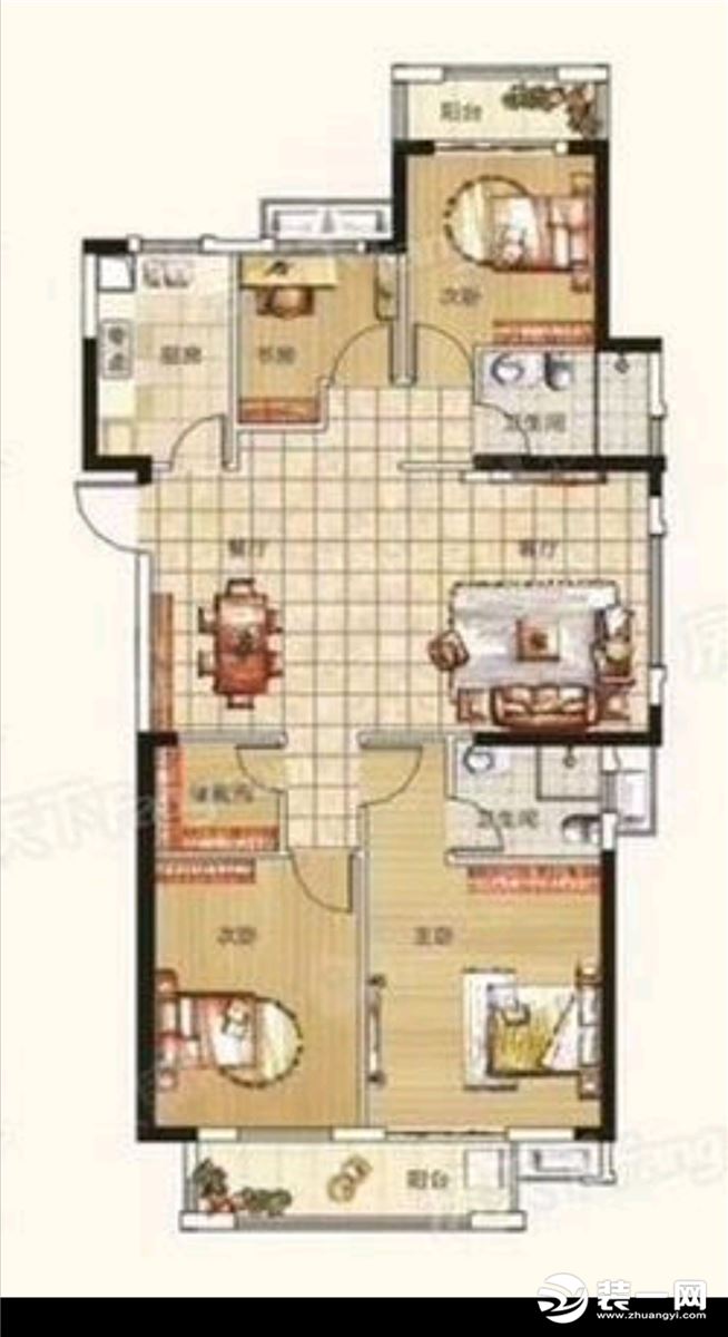 【众意装饰】保利清能西海岸+金属轻奢风+两居室+户型图