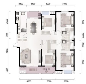 融科天域175㎡四居室户型图