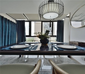 【众意装饰】中建汤逊湖一号139平+ 现代轻奢风格+四居室  餐厅效果图