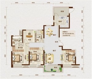 【众意装饰】联投驿园155平 +美式轻奢风格+ 四居室   户型图