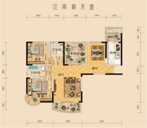 【眾意裝飾】江南新天地114平 +新中式風格 +三居室 戶型圖