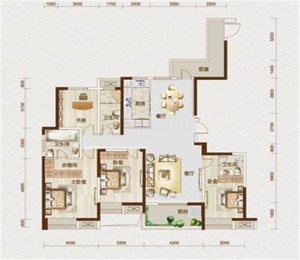 【众意装饰】联投喻园169平 +法式风格+ 四居室  户型图