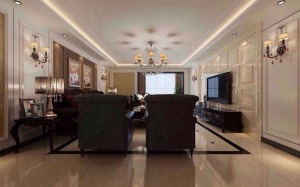 郑州亚新美好艺境175平三居室欧式风格装修客厅