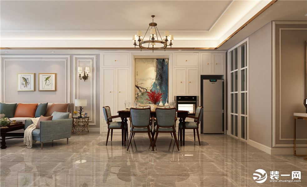 帝王国际餐厅石家庄新天第装饰144平美式三居室装修效果图