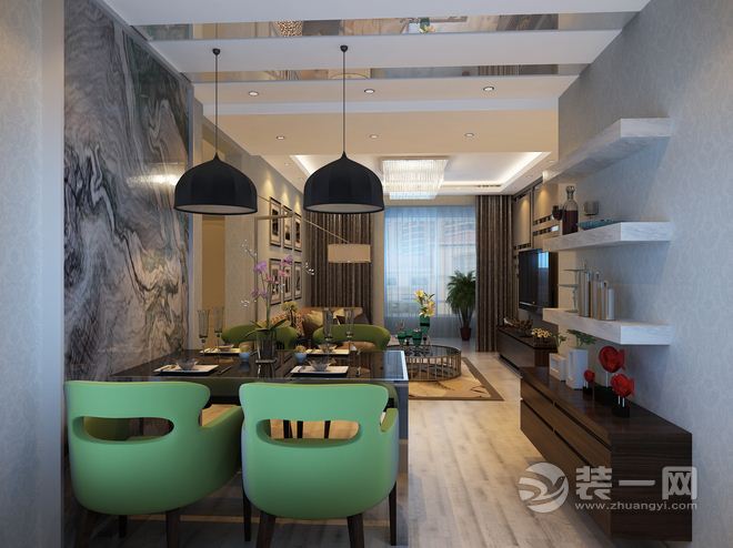 重庆乐置家装饰公司：112平 三居室 造价120万 清新时尚餐厅