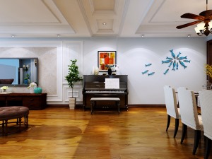 晓港名城166平简美风格客厅钢琴摆放效果图
