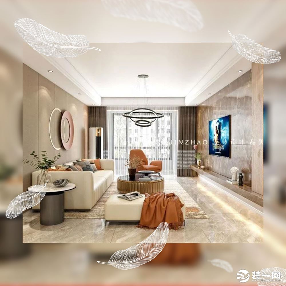 客厅整体以现代风的格调基础，沙发墙上加入大面积的木饰面装饰，让空间显得更加有艺术气息。