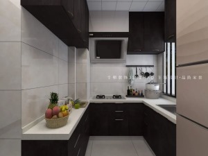 厨房空间一切以实用为先，样式和色调上呼应整体。浅灰墙砖很有气质，让整个厨房空间变得更加简洁大方。