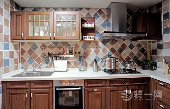 99平三居室美式风格厨房装修效果图