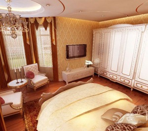 哈尔滨香树湾135平米三居室美式风格卧室