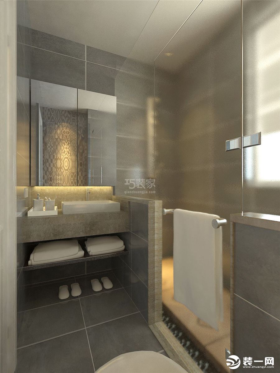 雅荷智能家园176平米新中式风格造价12万 洗手间
