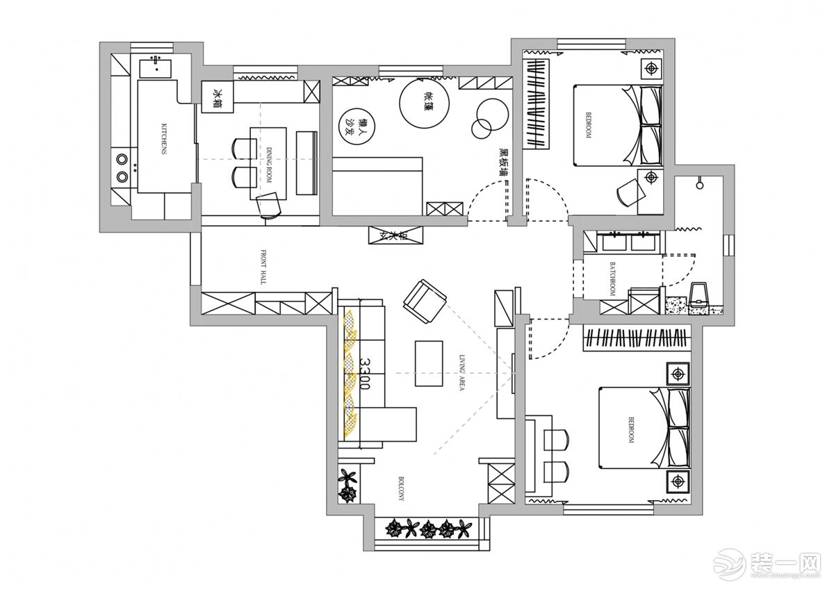 西安枫林绿洲130平米老房改造设计  三室两厅老房改造设计