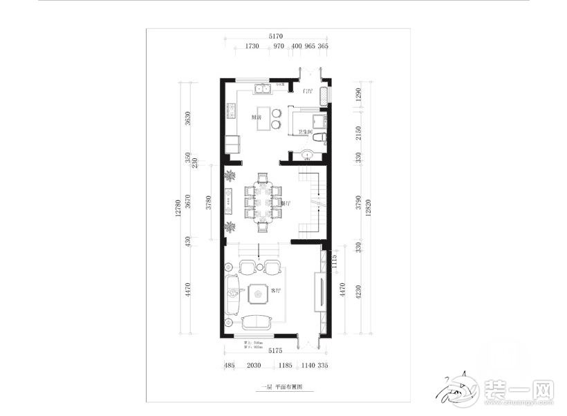 沈阳国瑞别墅新中式160平装修平面图