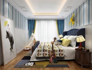 独墅岛现代法式卧室装修效果图
