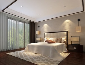 【苏州东易日盛】300平米新中式风格卧室装修效果图