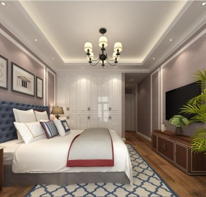 银海泊岸140平米美式风格卧室效果图